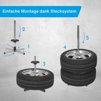 cartrend stojan na pneumatiky pre uskladnenie 4 kolies s diskami, zásuvný systém, max. šírka pneumatík 225 mm, garážový úložný stojan 4