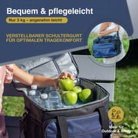 Geantă frigorifică cartrend 30 L, cu cablu de alimentare auto 12V, curea de umăr reglabilă, buzunar frontal mare cu fermoar și 2 buzunare laterale din plasă 6