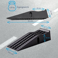 Sada nájazdových rámp Cartrend pre osobné autá, nosnosť 3 tony, výška zdvihu 235 mm, plastové rampy s ochranou proti prejazdu, 2 ks 5