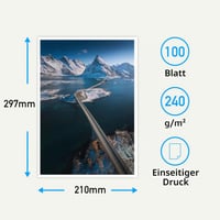 Vysokolesklý fotopapier Cartridgeify pre atramentové tlačiarne, A4, 240 g/m², 100 listov, snehobiely, pre atramentové tlačiarne Canon, HP, Epson, Brother 2
