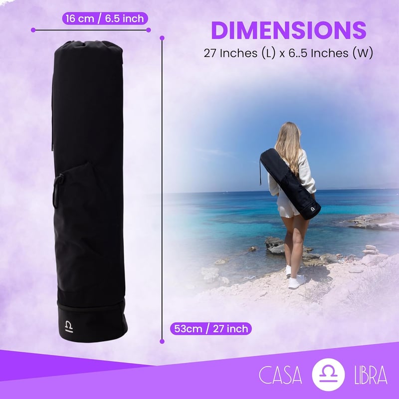 CASA LIBRA Jógaszőnyeg Táska 79x19cm Nylon Zsebekkel és Vállpánttal