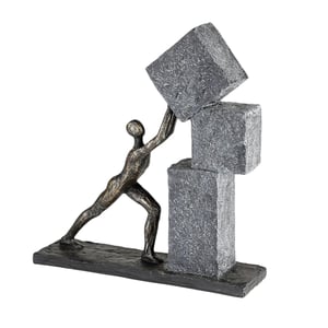 Casablanca dekorativna skulptura "Stacking" figura - ukrasni predmet od polirezina u brončano-sivoj boji, 30,5 cm - dekoracija za dnevni boravak i ured