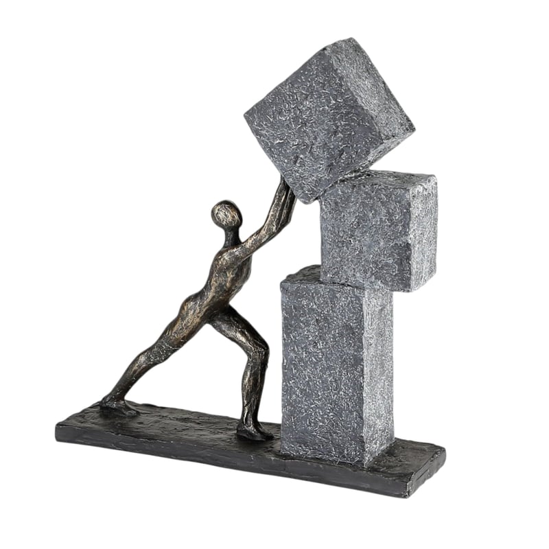 Dekoratívna socha Casablanca Stacking Figura – polyresínový dekoračný predmet v bronzovo-sivej farbe, 30,5 cm – dekorácia do obývačky a kancelárie