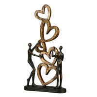 Casablanca moderan dizajnerski ukras "Srce na srcu", skulptura od poliresina u brončano-zlatnoj boji, 41x21 cm, dekoracija za dnevni boravak i ured, ljubav, vjenčanje 1