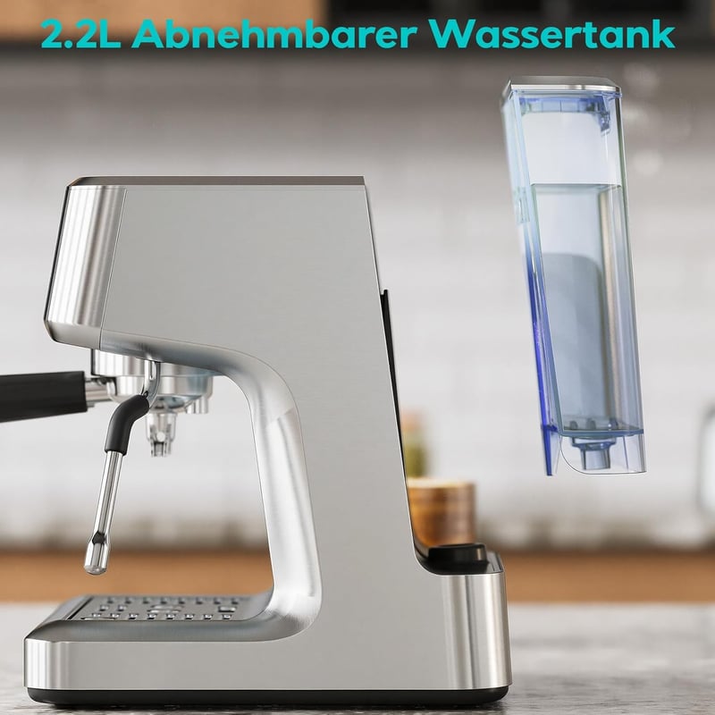CASABREWS 20 bar kávéfőző LCD kijelzővel, tejhabosítóval és hőmérséklet-szabályozással