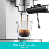 CASABREWS Eszpresszó Kávéfőző 20 Bar Nyomással - Rozsdamentes Acél, Professzionális Tejhabosítóval, Cappuccino és Latte Készítéséhez, 1L Víz - A-silver 2