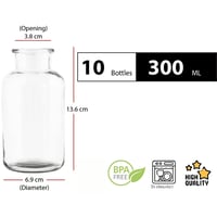 casavetro 10 ks biela okrúhla sklenená váza 300 ml, sada dekoratívnych sklenených nádob 2