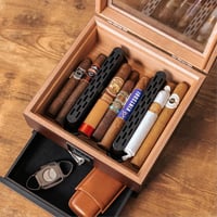 Umidificator de trabucuri CASE ELEGANCE din lemn de cedru, finisaj cireș, lucrat manual, cu higrometru digital, capacitate 25-50 bucăți 8