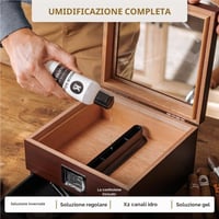 Umidificator de trabucuri CASE ELEGANCE din lemn de cedru, finisaj cireș, lucrat manual, cu higrometru digital, capacitate 25-50 bucăți 6