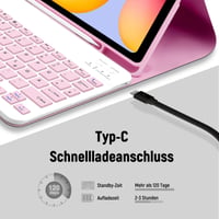 Futrola s tipkovnicom za Samsung Galaxy Tab S6 Lite 2024/2022/2020 (P610/P613/P615/P619/P620/P5625) 10.4-inčni tablet, s držačem za olovku, njemački raspored tipki, ružičasta 7