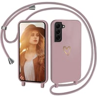 Puzdro CaseLover Samsung Galaxy S21 5G so srdiečkovým vzorom a šnúrkou na krk – ružové 1