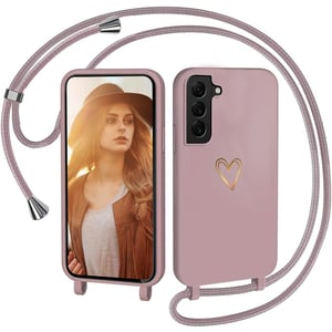 CaseLover Samsung Galaxy S21 5G maskica sa srcima i trakom za oko vrata - ružičasta