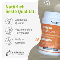 Casida Natron Vitalpulver jedlá só bikarbóna v prášku 300 g – na vnútorné použitie, pečenie, čistenie a kúpeľ – bez prídavných látok, bezlepková 3