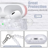 Casililor ochranné puzdro pre AirPods Pro 2, tvrdý nárazuvzdorný kryt pre 2. generáciu AirPods Pro 2022, trblietavý obal s kamienkami pre dievčatá a ženy 4