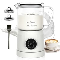 Casimhu elektrický napeňovač a ohrievač mlieka 4 v 1, 400 ml, sklenený, studená a teplá pena, na kávu, latte, cappuccino, biely 1