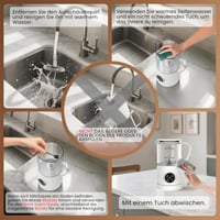 Casimhu elektrický napeňovač a ohrievač mlieka 4 v 1, 400 ml, sklenený, studená a teplá pena, na kávu, latte, cappuccino, biely 6