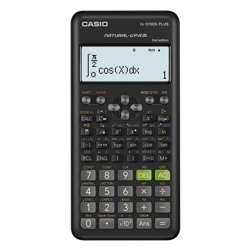 Vedecká kalkulačka Casio FX-570ES Plus 2 so 417 funkciami, čierna, 16,2 x 7,7 cm