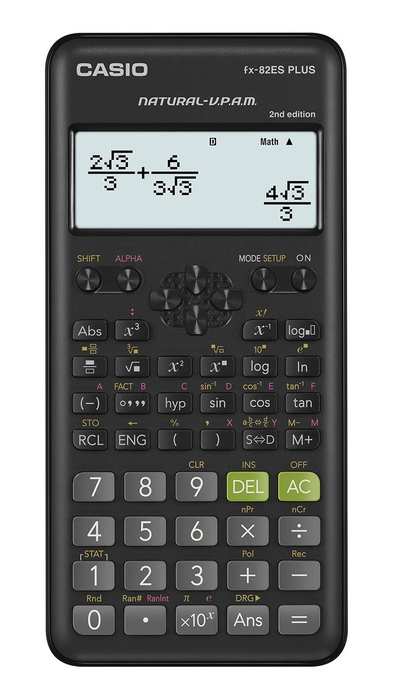 Vedecká kalkulačka Casio FX-82ES Plus 2nd Edition – 252 funkcií, 10-miestny displej, 16,2 x 7,7 cm, čierna