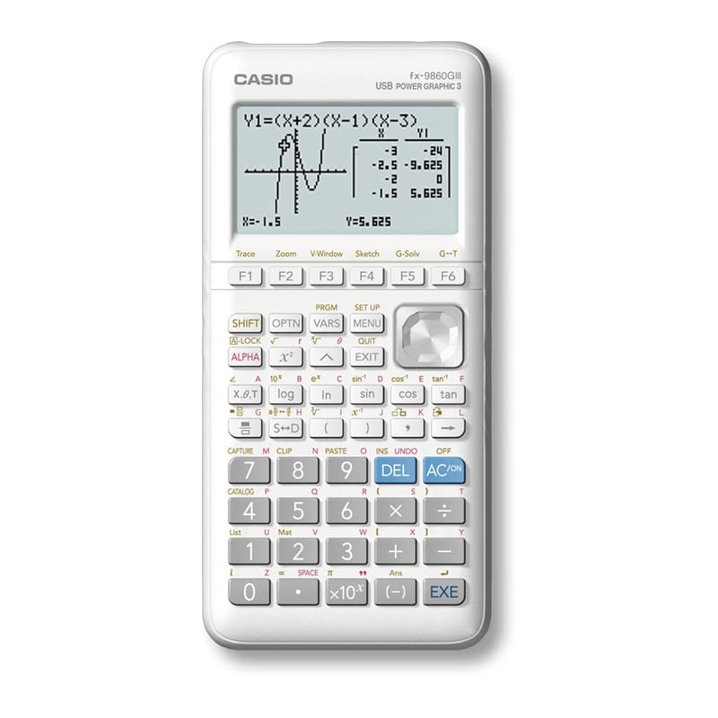 Grafická kalkulačka Casio FX-9860GIII, prirodzené zobrazenie, monochromatická, bez CAS, biela