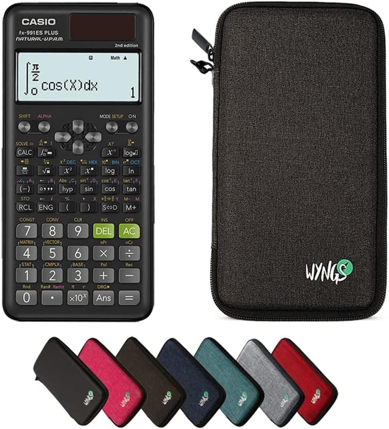 Casio FX-991ES Plus 2nd Edition tudományos számológép WYNGS védőtokkal - sötétszürke