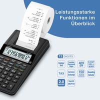 Kalkulačka s tlačiarňou Casio HR-8RCE-BK, 12-miestny LCD displej, čierna 2