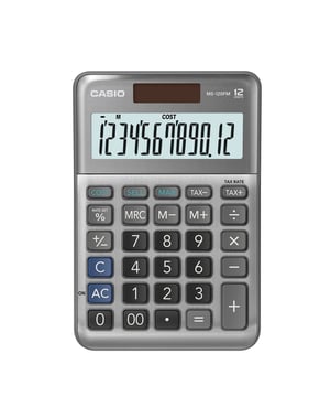 Stolno računalo Casio MS-120FM s velikim zaslonom, 12 znamenki, aluminijski dizajn