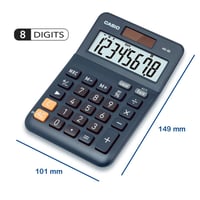 Stolná kalkulačka Casio MS-8E, 8-miestna, s funkciou prevodu mien, solárne/batériové napájanie – strieborná 3