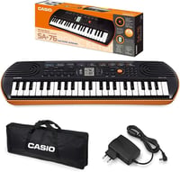 CASIO SA-76 Mini Billentyűzet 44 Gomb 8 Hang Fekete Narancs Szállítótáskával Tápegység 1