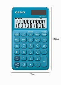 Vrecková kalkulačka Casio SL-310UC, 10-miestny displej – modrá 9