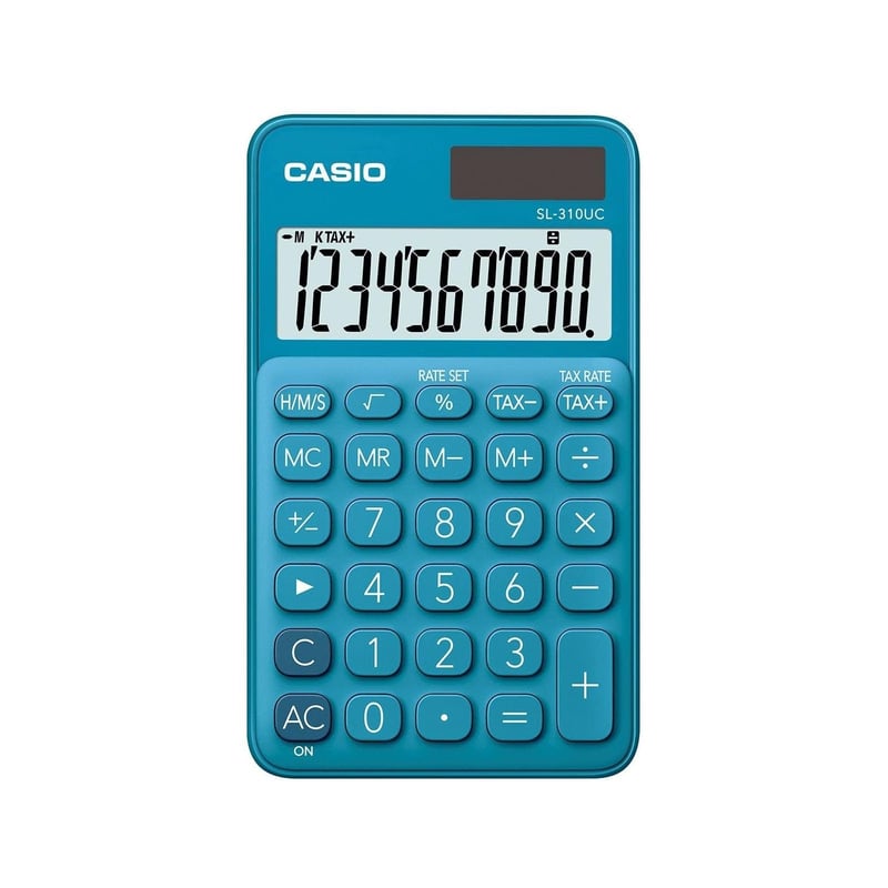 Vrecková kalkulačka Casio SL-310UC, 10-miestny displej – modrá