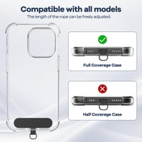 Șnur universal pentru telefon Caslord cu 2 patch-uri adezive negre – Suport pentru telefon mobil 8