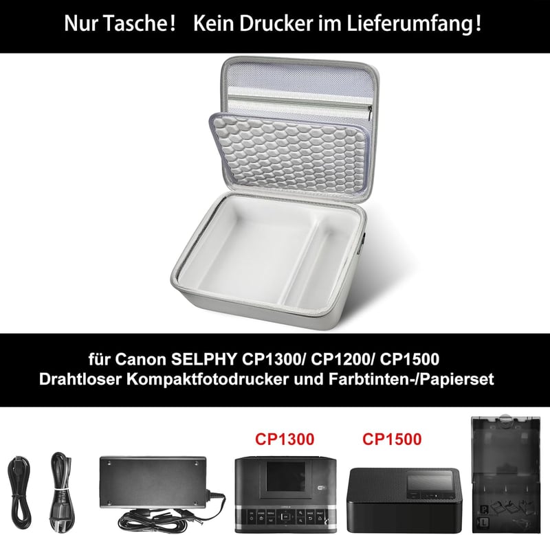 casmilee Canon SELPHY CP1500/CP1300/CP1200 kemény tok fehér vállpánttal