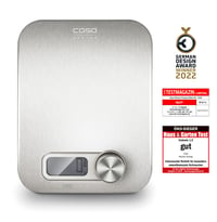 Cântar de bucătărie Caso 3265, oțel inoxidabil, energie cinetică fără baterii, capacitate 5 kg, precizie 1 g, câștigător al testelor 3