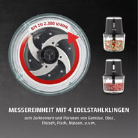 CASO Chop & Go Vezeték Nélküli Elektromos Aprító, 1L Üveg Tartály, 2300 RPM, USB-C Töltés 7