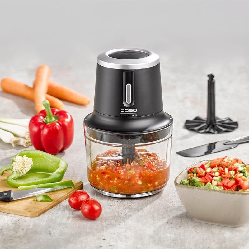 CASO Chop & Go Vezeték Nélküli Elektromos Aprító, 1L Üveg Tartály, 2300 RPM, USB-C Töltés