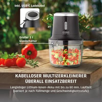 CASO Chop & Go Vezeték Nélküli Elektromos Aprító, 1L Üveg Tartály, 2300 RPM, USB-C Töltés 9