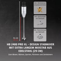 Ponorný mixér CASO HB 2400 Pro XL s príslušenstvom, miešanie, mixovanie, šľahanie, pyré, 29 cm nerezová noha, 24 000 ot./min. 2