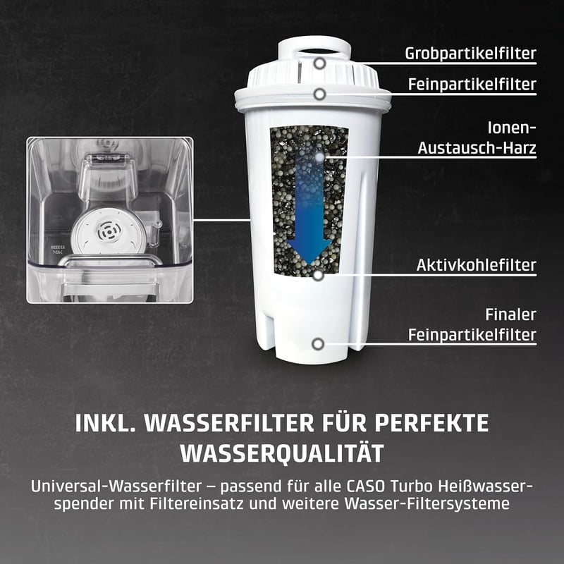 CASO HW660 Turbo Forró Vízadagoló 2600W, 40-100°C, Energiatakarékos Rozsdamentes Acél