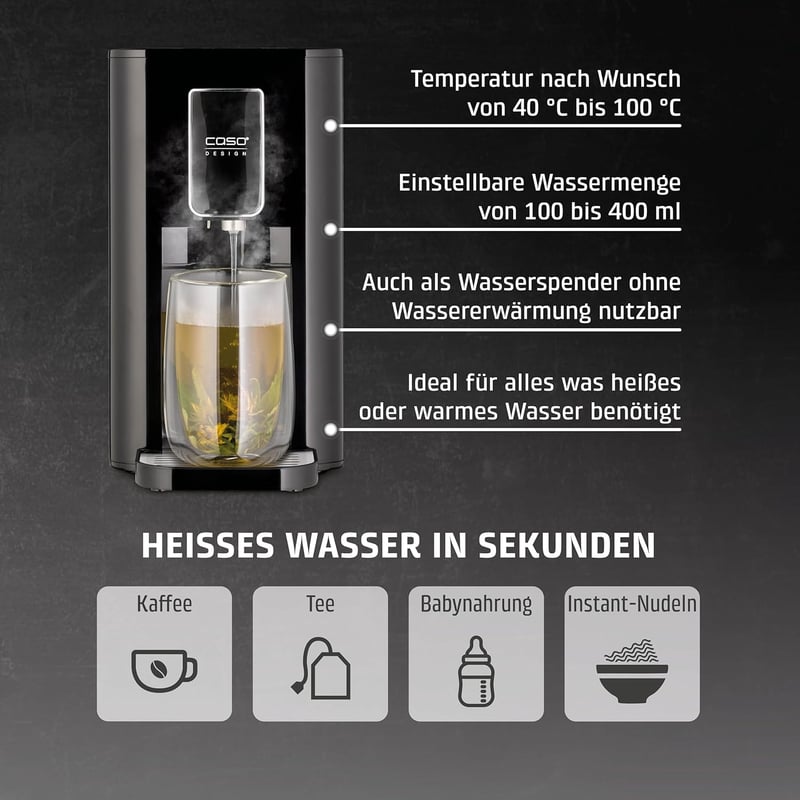 CASO HW 550-Turbo Forró Vizes Diszpenzér 2,9L Teához Kávéhoz 7 Hőfok Szint 40-100°C