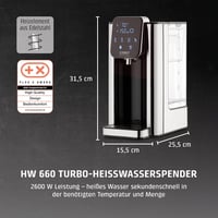 CASO HW660 Turbo Forró Vízadagoló 2600W, 40-100°C, Energiatakarékos Rozsdamentes Acél 2