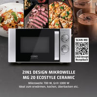 Mikrovlnná rúra Caso MG 20 Ecostyle Ceramic Design s grilom, 20 litrov, keramické dno, dvojúrovňové pečenie, úsporná prevádzka 3