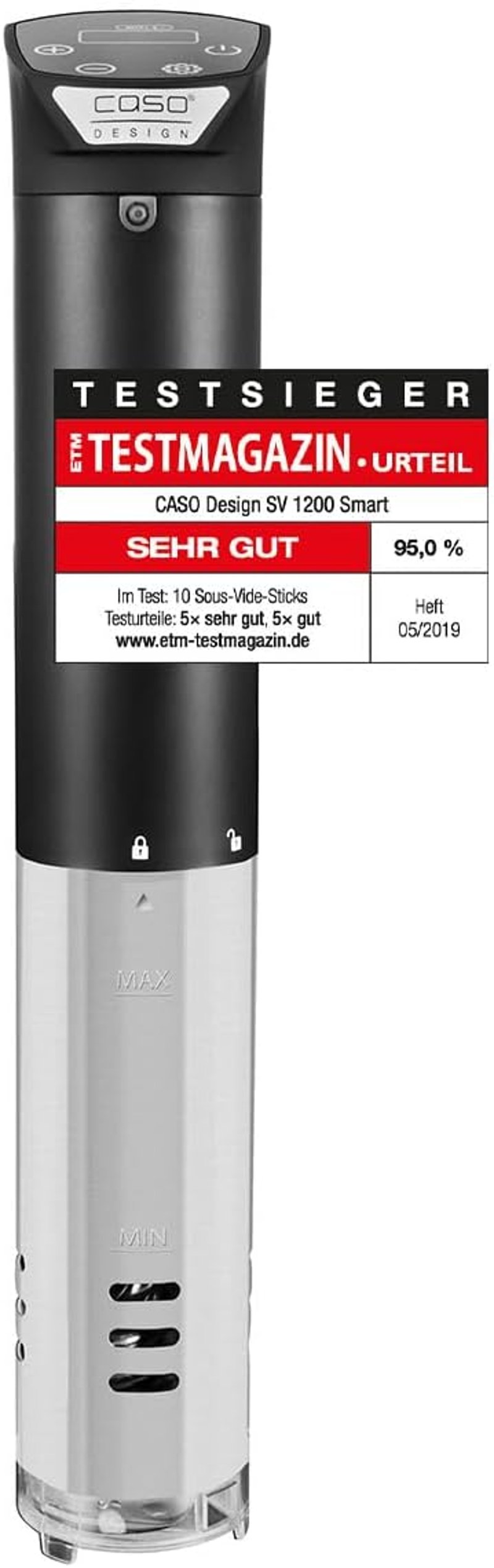 Caso SV 1200 Smart Sous Vide Stick vízálló, App-vezérelt főzőbot