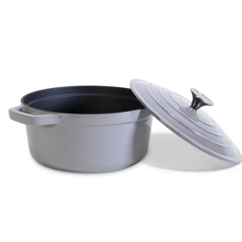 CASPER SOBCZYK Lijevani lonac 24 cm - 4 litre emajlirani lonac s poklopcem, za sve vrste štednjaka, pogodan za pećnicu, sivi