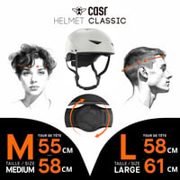 CASR Classic Shell kerékpár- és rollersisak férfiaknak és nőknek, állítható csattal, nylon pánttal, könnyű és kényelmes, matt fekete, M-es m 4