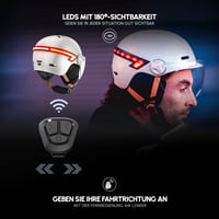 CASR Glow LED cyklistická a kolobežková prilba pre dospelých – krémová farba, veľkosť M – so štítom, smerovkami, USB-C nabíjaním a odnímateľnými chráničmi uší 3