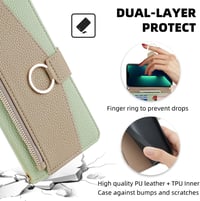 CasurvivePro iPhone 14 Plus Mágneses Pénztárca Tok Nyakpánttal Zöld - iPhone 14 Plus, Green 5