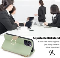 CasurvivePro iPhone 14 Plus Mágneses Pénztárca Tok Nyakpánttal Zöld - iPhone 14 Plus, Green 6