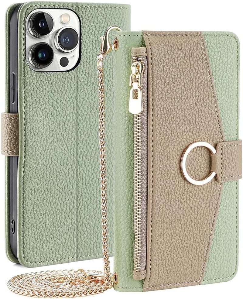 CasurvivePro iPhone 14 Plus Mágneses Pénztárca Tok Nyakpánttal Zöld - iPhone 14 Plus, Green