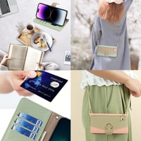 CasurvivePro iPhone 14 Plus Mágneses Pénztárca Tok Nyakpánttal Zöld - iPhone 14 Plus, Green 9