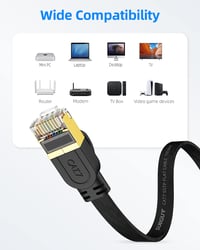 Cablu LAN Cat 7, 15m, plat, 10 Gbps, conector Ethernet RJ45 4